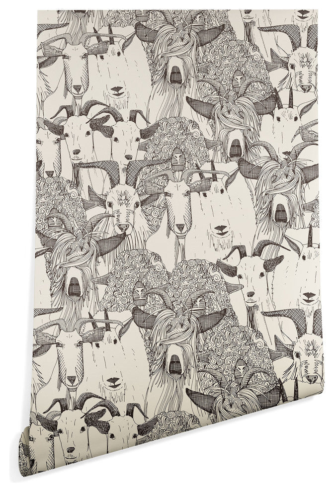 Deny Designs Sharon Turner Just Goats Wallpaper, Gray, 2'x10'