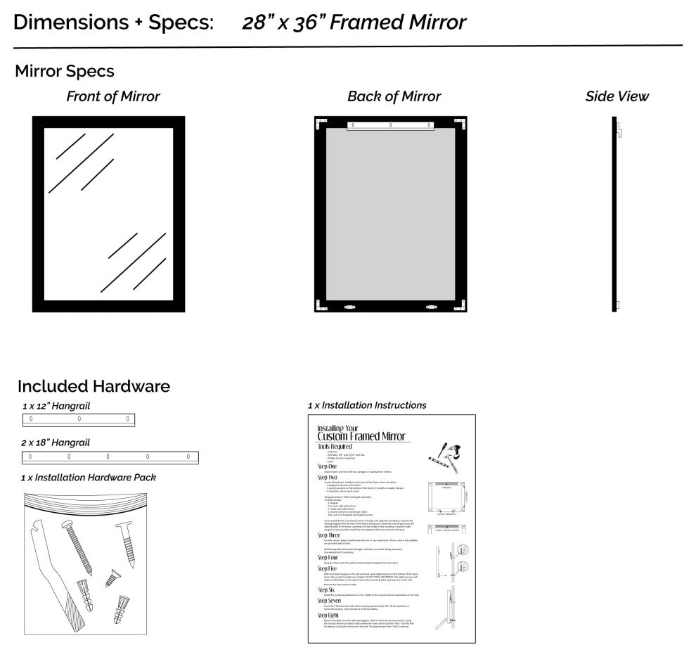 Hillsborough Framed Wall Mirror, Bronze, 28"x36"