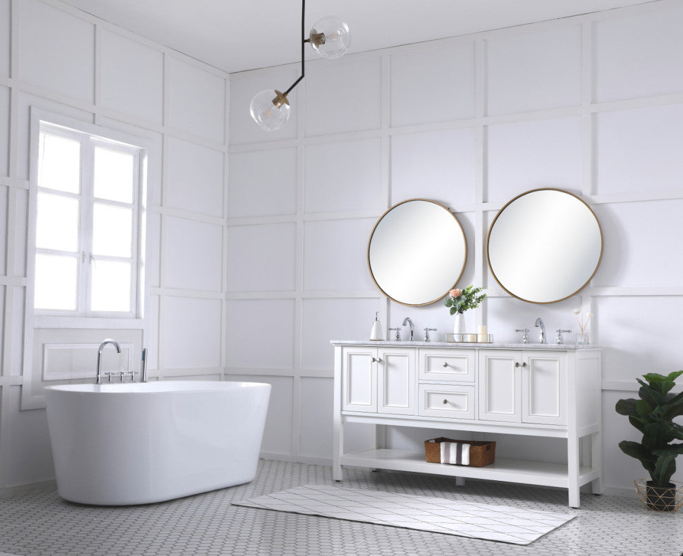 Home Living 60" Double Sink Bathroom Vanity Set, White