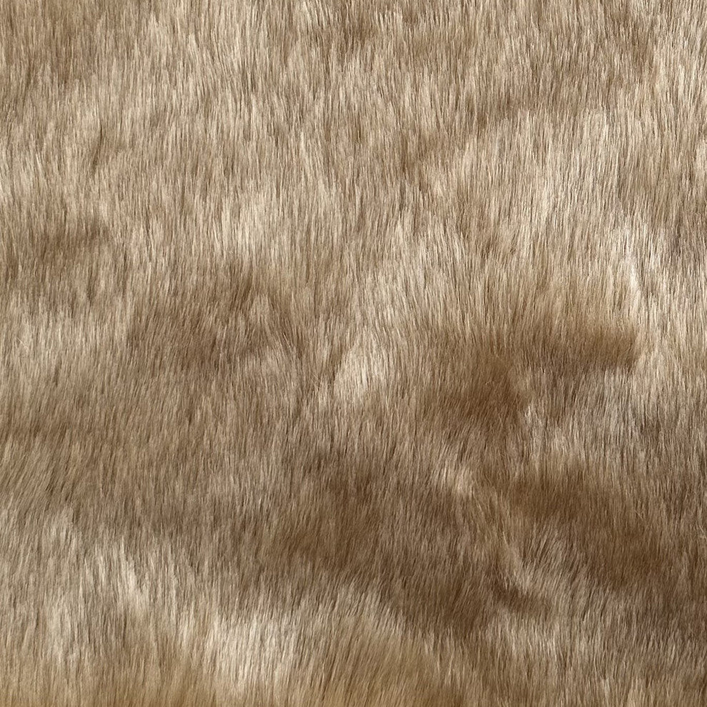 Plutus Brown Gold Rabbit Faux Fur Luxury Throw Pillow, Brown Gold, 22" x 22"