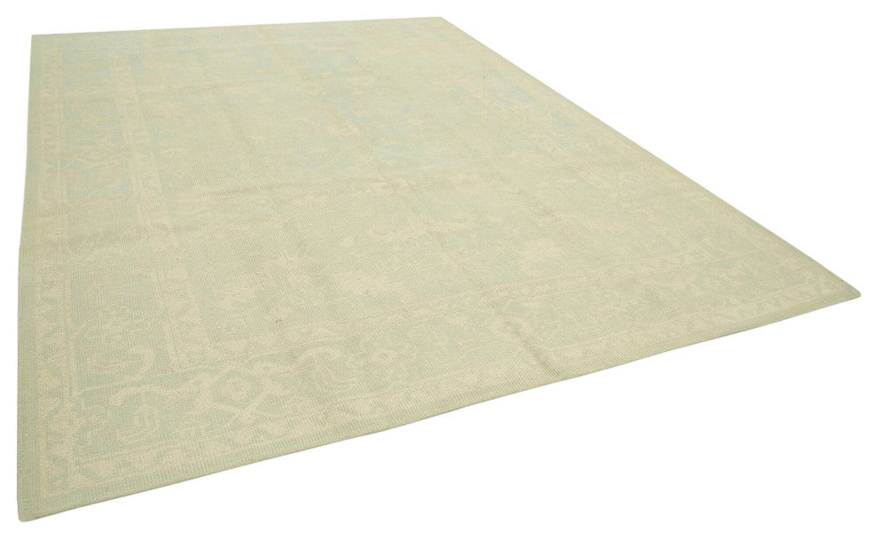Rug N Carpet - Handmade Oriental 8' 11" x 11' 11" Pastel Beige Oushak Rug