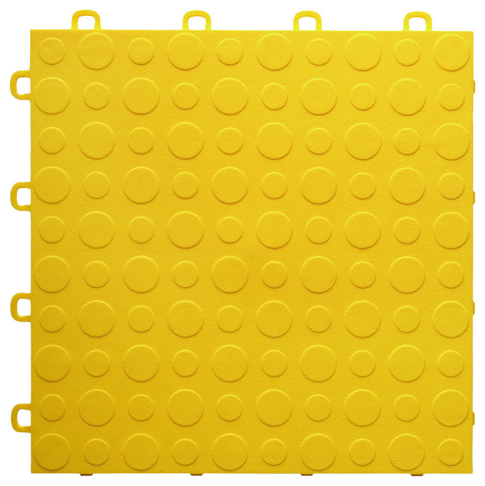 12"x12" Interlocking Garage Flooring Tiles, Coin Top, Sample, Yellow