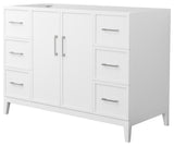 Elan 48" Single Vanity, White, No Top, No Sink, Nickel Trim