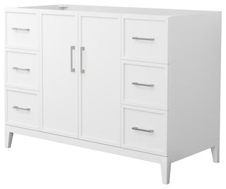 Elan 48" Single Vanity, White, No Top, No Sink, Nickel Trim