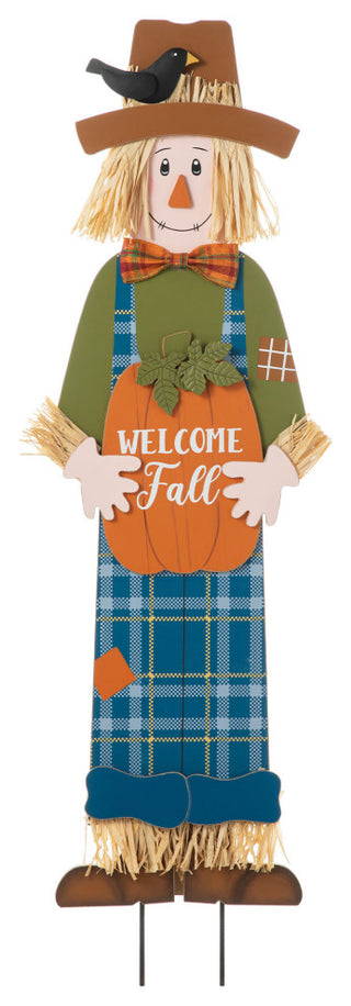 48"H Fall Wooden Scarecrow Yard Stake