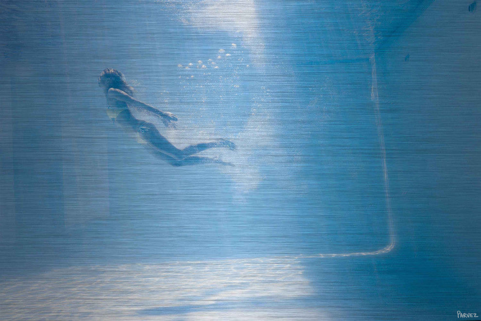 "Through the Blue" Painting Print on Brushed Aluminum, 45"x30"