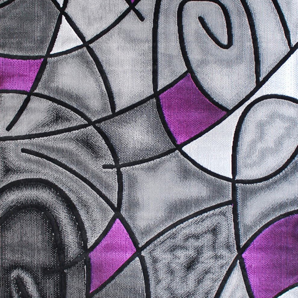 Angie Collection Rectangle 6' x 9' Abstract Area Rug, Purple