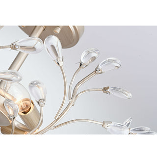 Grace 4-light Crystal Beaded 9-Branch Semi-Flush Mount, Brushed Silver-Ish Champagne