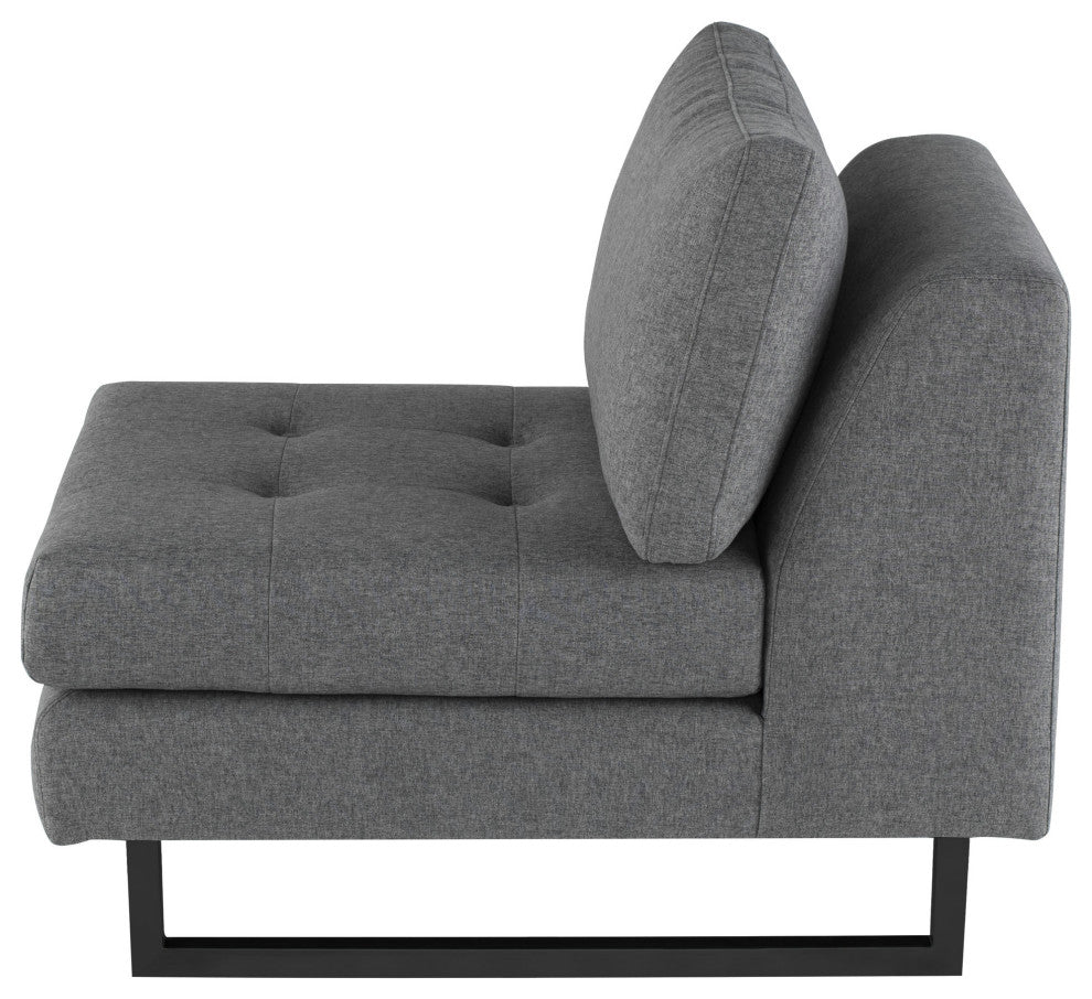 Janis Shale Grey Fabric Armless Sofa Seat, HGSC553