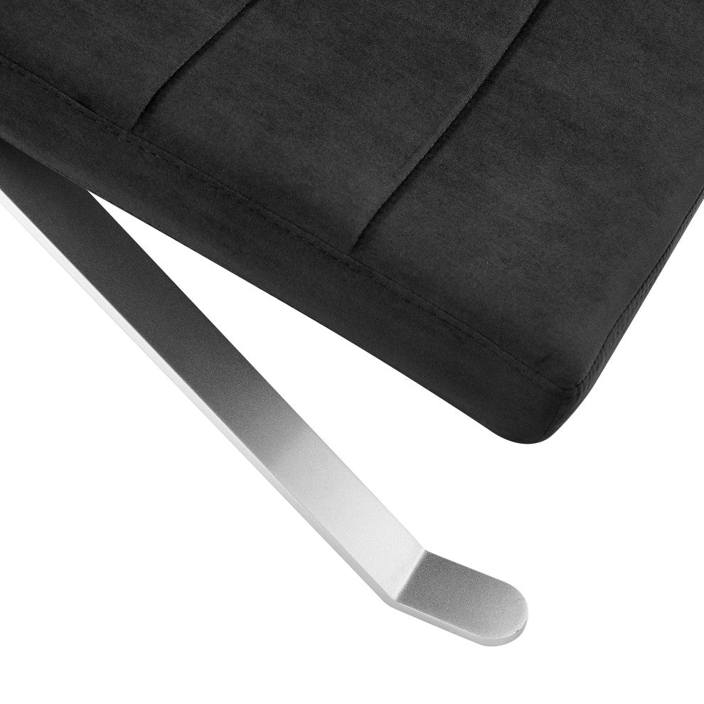 Gilda Lounge Chair, Black Velvet With Silver Base