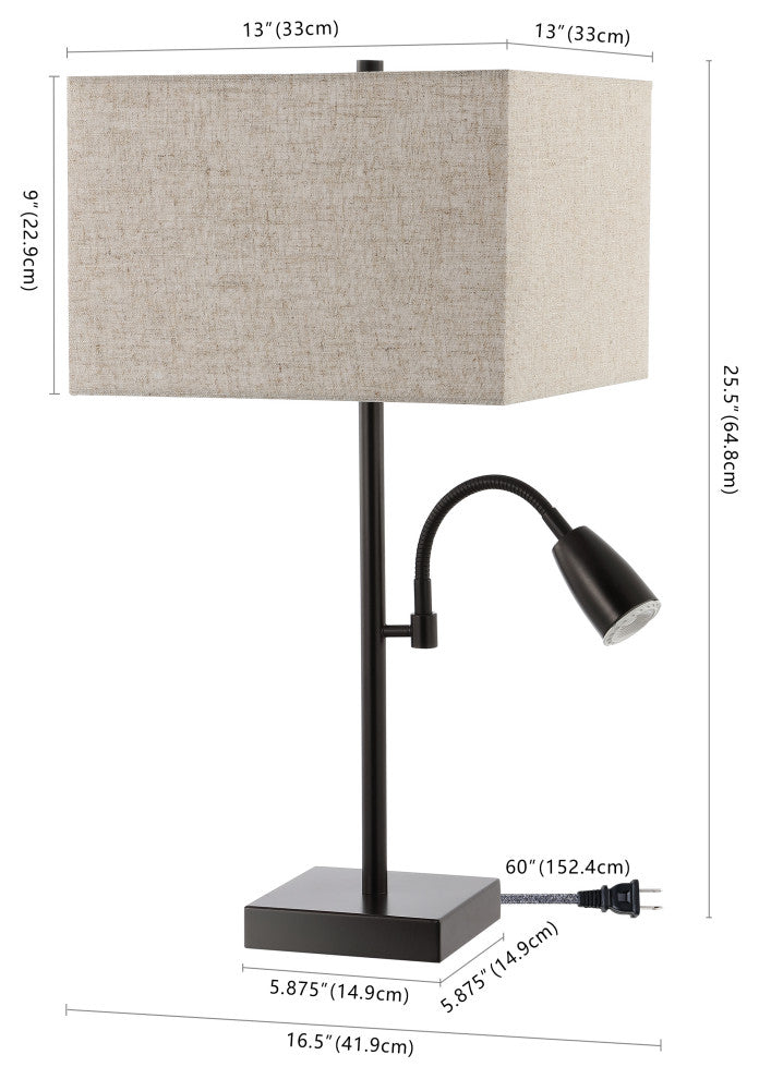 Austin 25.5" 2-Light Table Lamp, USB Port, Oil Rubbed Bronze, Set of 2