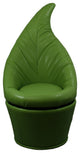 48" Green Faux Leather Leaf Back Swivel Armless Accent Chair