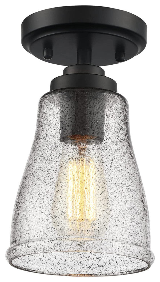 Black Semi Flush Mount Ceiling Light, Glass
