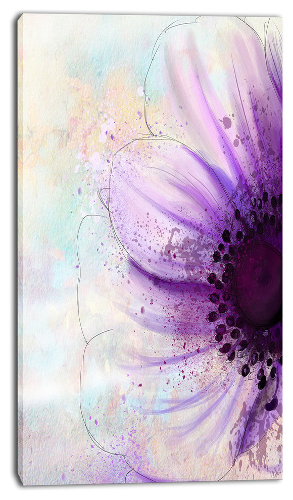 Flower with Large Purple Petals, Flowers Canvas Wall Artwork, 16"x32"