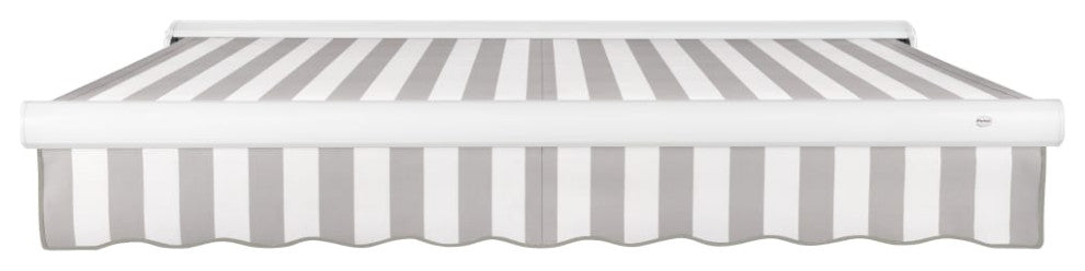 Awntech 18'x10' Full Cassette Left Motor Acrylic Retractable Awning, Gray/White