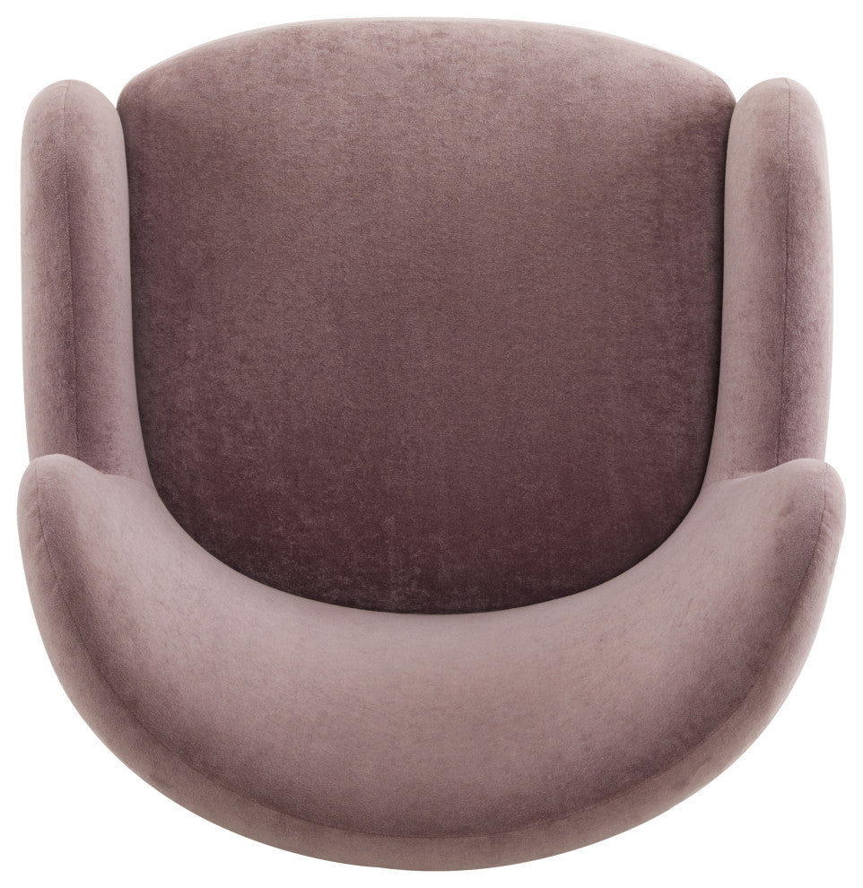 GDF Studio Wingback Fabric Accent Chair With Solid Birch Legs, Pinkish Purple