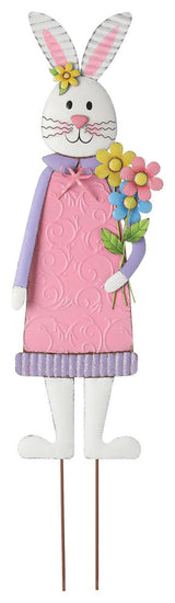 36" Metal Bunny Girl Yard Stake