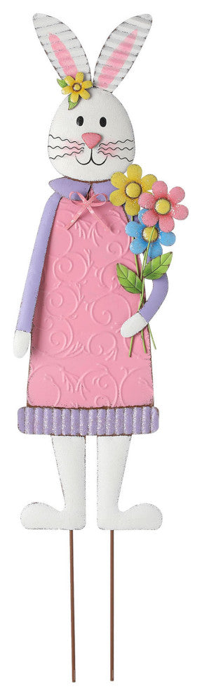 36" Metal Bunny Girl Yard Stake