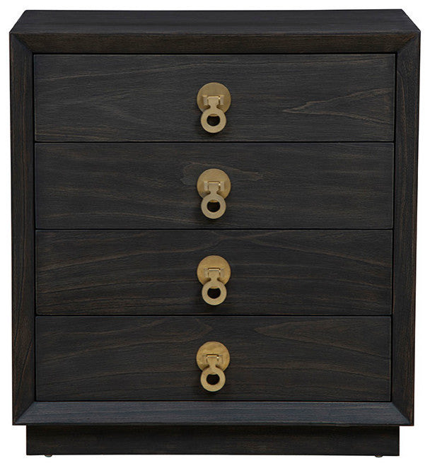 Small Buxton 4-Drawer Oak Chest, Charcoal