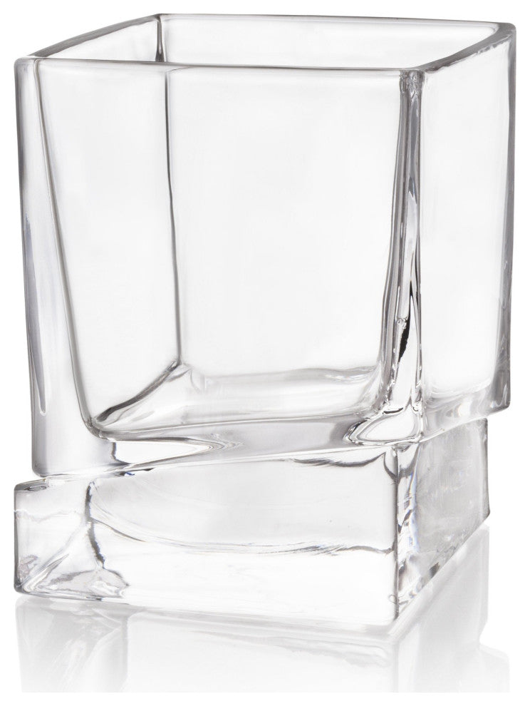 Carre Square Heavy Base Crystal Whiskey Glasses 10 oz, Set of 2