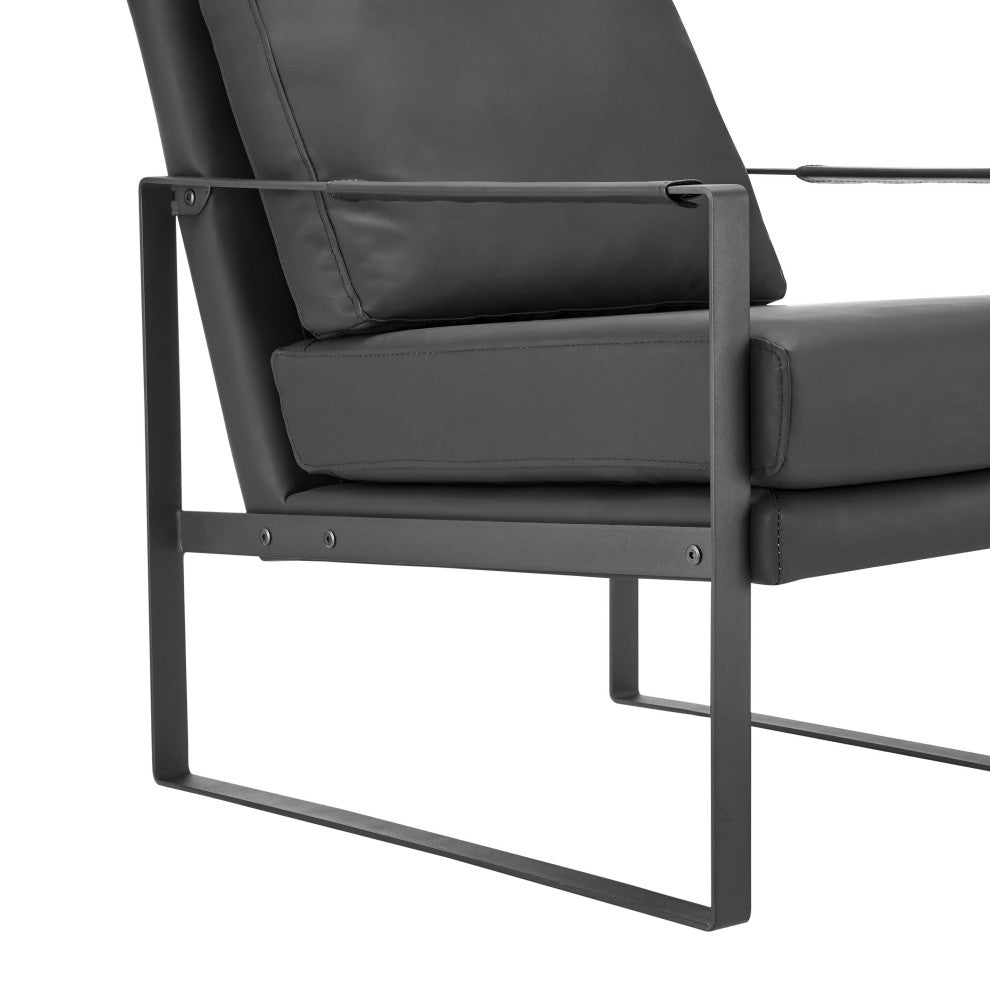 Bettina Lounge Chair, Black Leatherette With Matte Black Frame