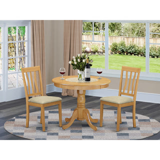 Anti3-Oak-C 3-Piece Kitchen Table Set-Small Kitchen Table Plus 2 Dining Chairs