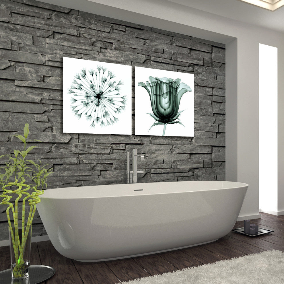 African Bluebell and Rose Veil, Flower Wall Art Tempered Glass Panel Artwork