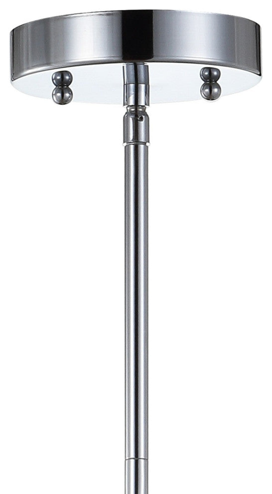 Avah Metal and Crystal Adjustable LED Drop Pendant, Chrome, 17