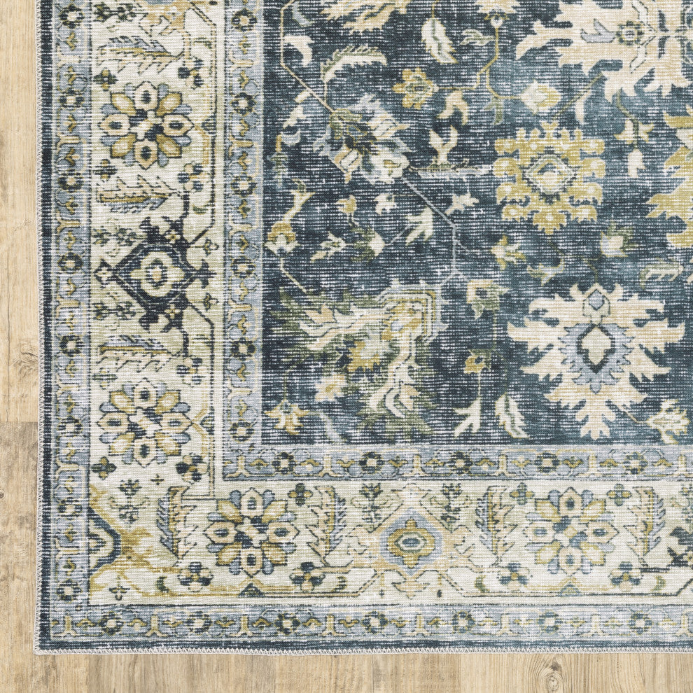 Celestia Machine Washable Vintage Indoor Area Rug, Blue, 7'6"x10'