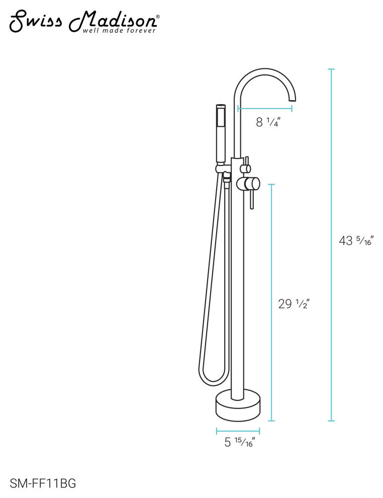 Ivy Freestanding Bathtub Faucet, Brushed Gold