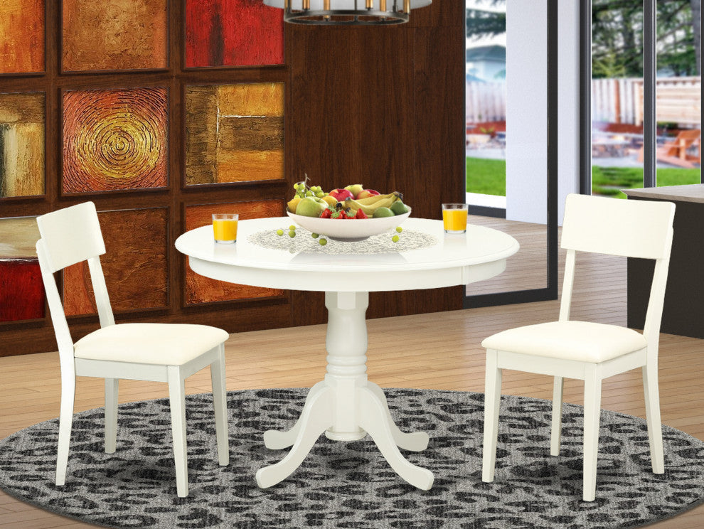 3 Pc Hartland Set, One Round 42In Dinette Table, Two Dinette Chairs