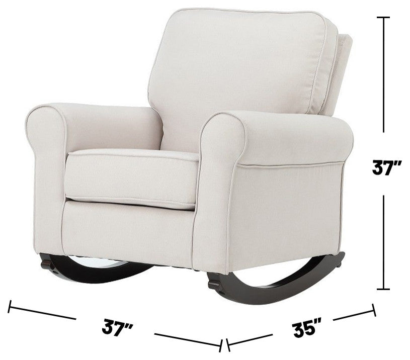 Upholstered Rocking Chair with Tight Back in Beige