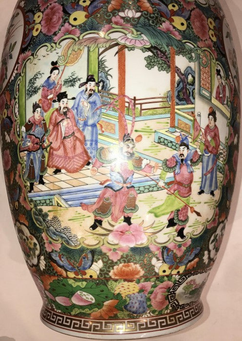 Polychrome Hand Painted Porcelain Vases