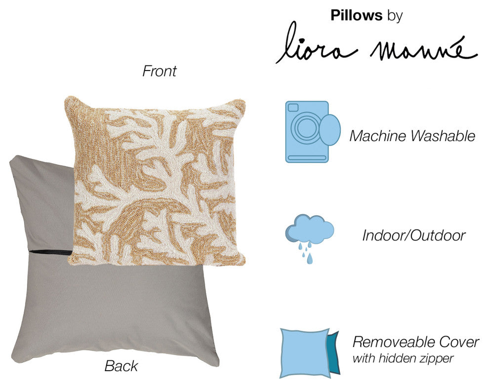 Frontporch Coral Square Pillow, 18", Neutral, 18"x18"