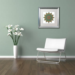 Ahrens 'Sparkling Sunny Day Mandala' Art, Silver Frame, White Matte, 16"x16"