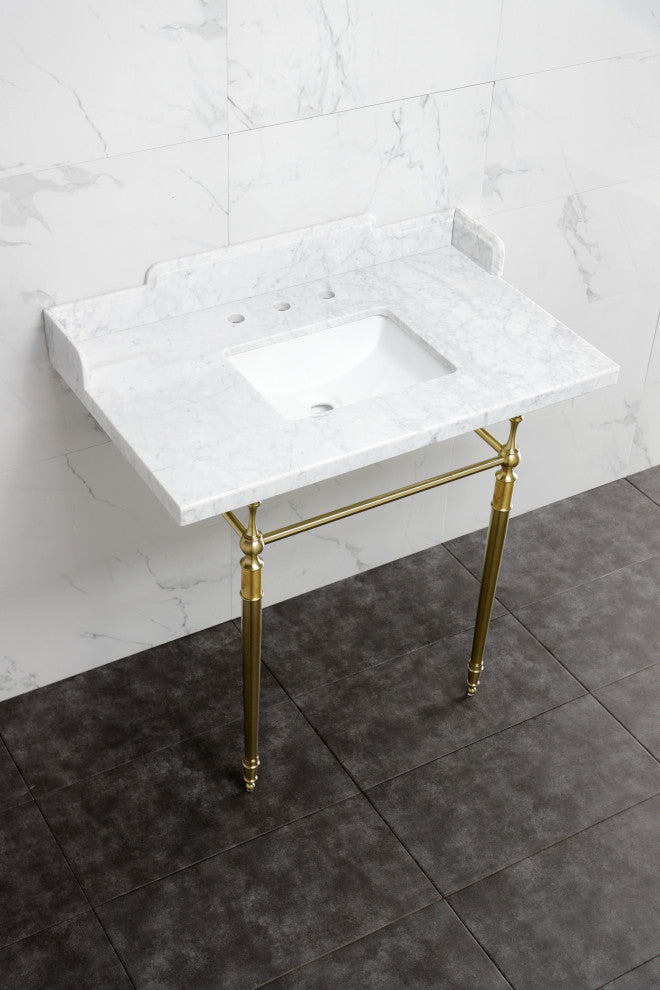 LMS3622M8SQ7 36" Carrara Marble Console Sink with Legs