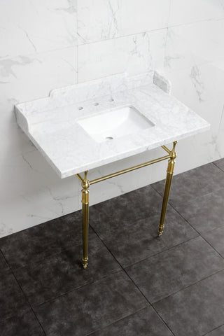 LMS3622M8SQ7 36" Carrara Marble Console Sink with Legs