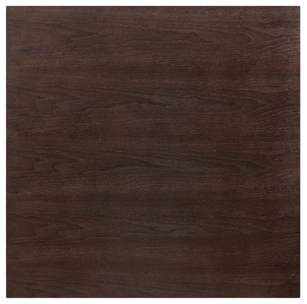 35" Dining Table, Square, Gold Walnut, Metal, Modern Bistro Hospitality