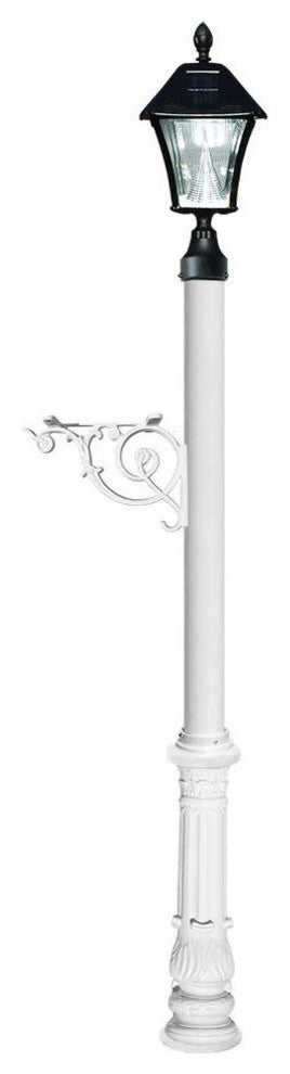 Lewiston Post System Only-Bayview Solar Lamp, Support Bracket-Ornate Base, White