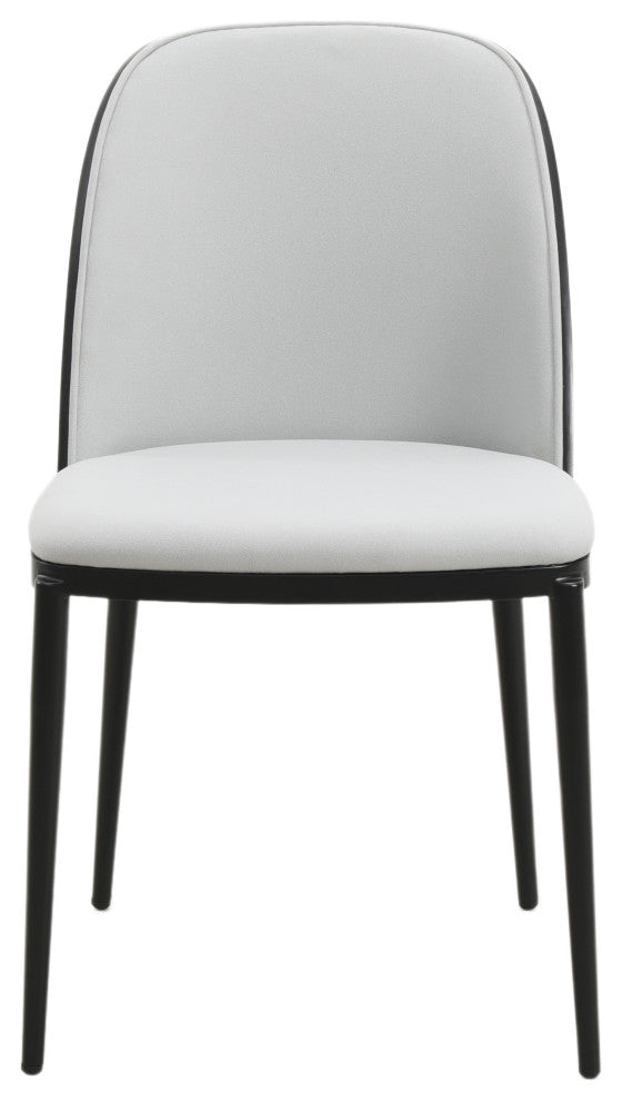 LeisureMod Tule Dining Side Chair With Upholstered Seat and Steel Frame, Black/Platinum Blue