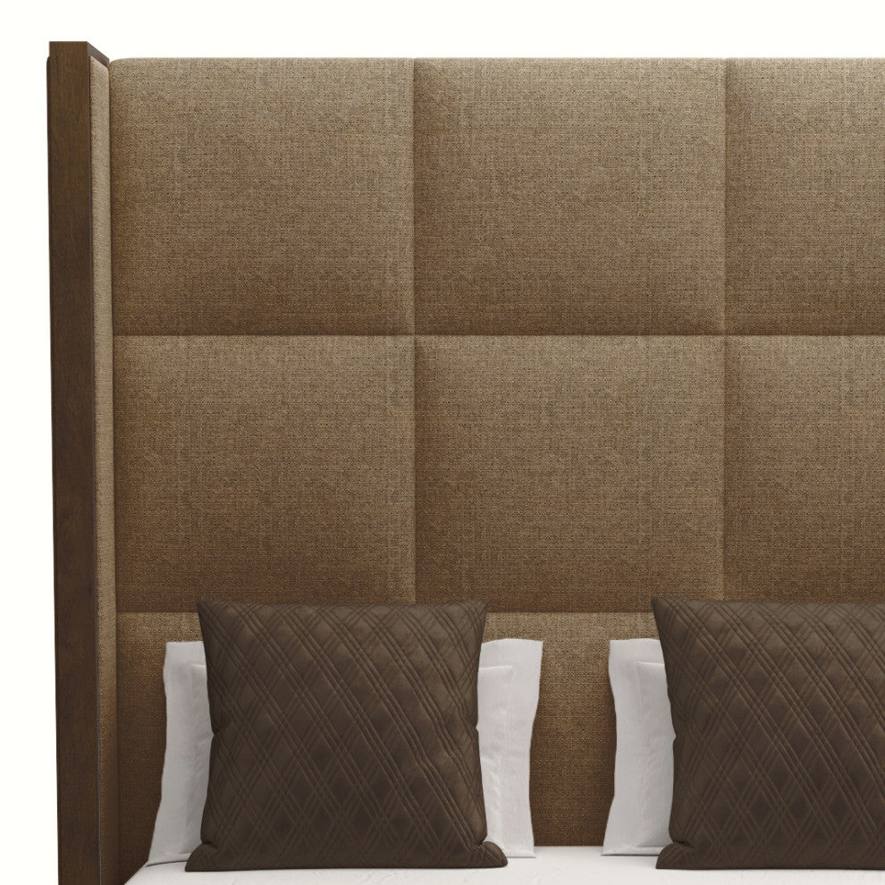 Nativa Interiors Irenne Square Tufted Bed, Brown, King, High 87"