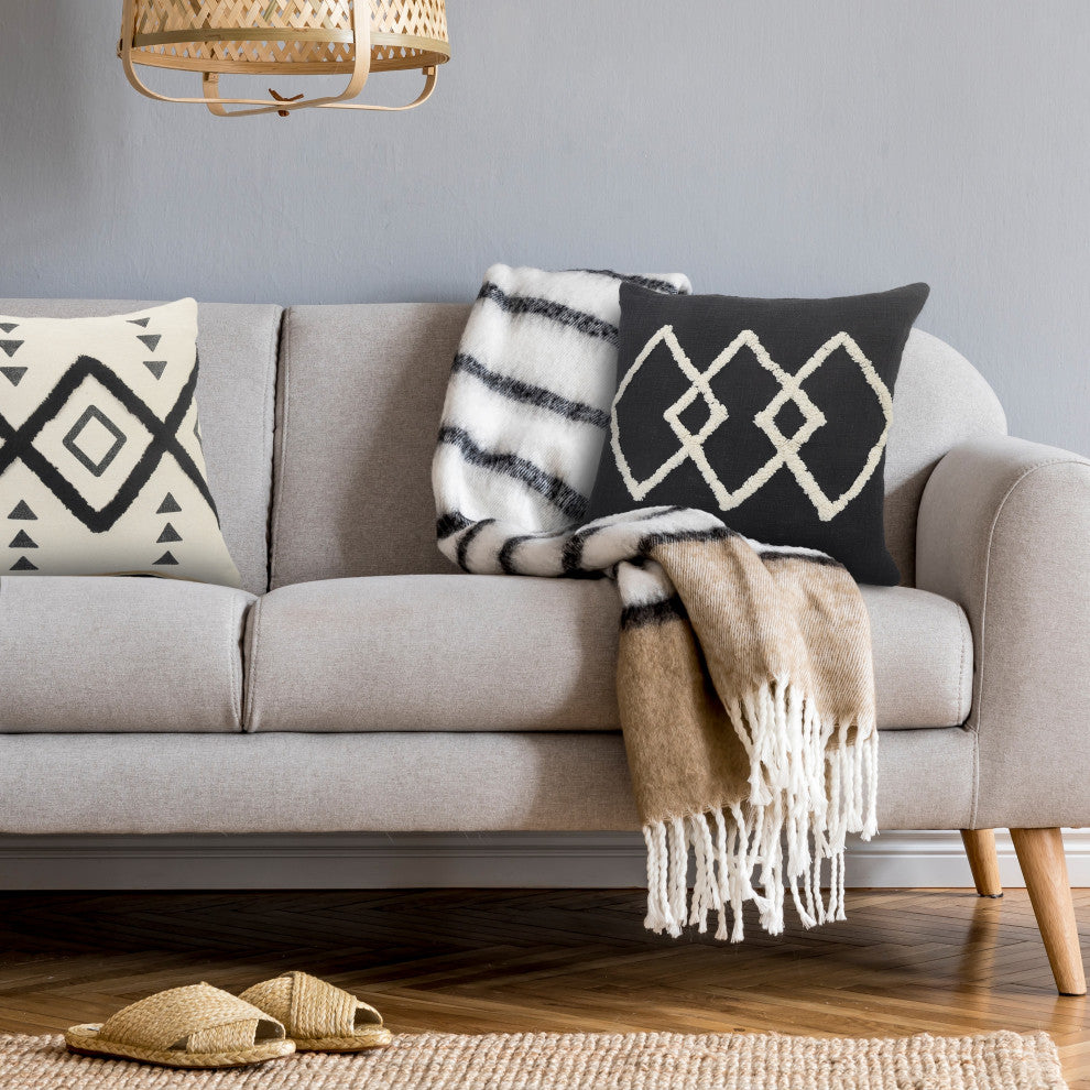 White Tufted Diamond Throw Pillow