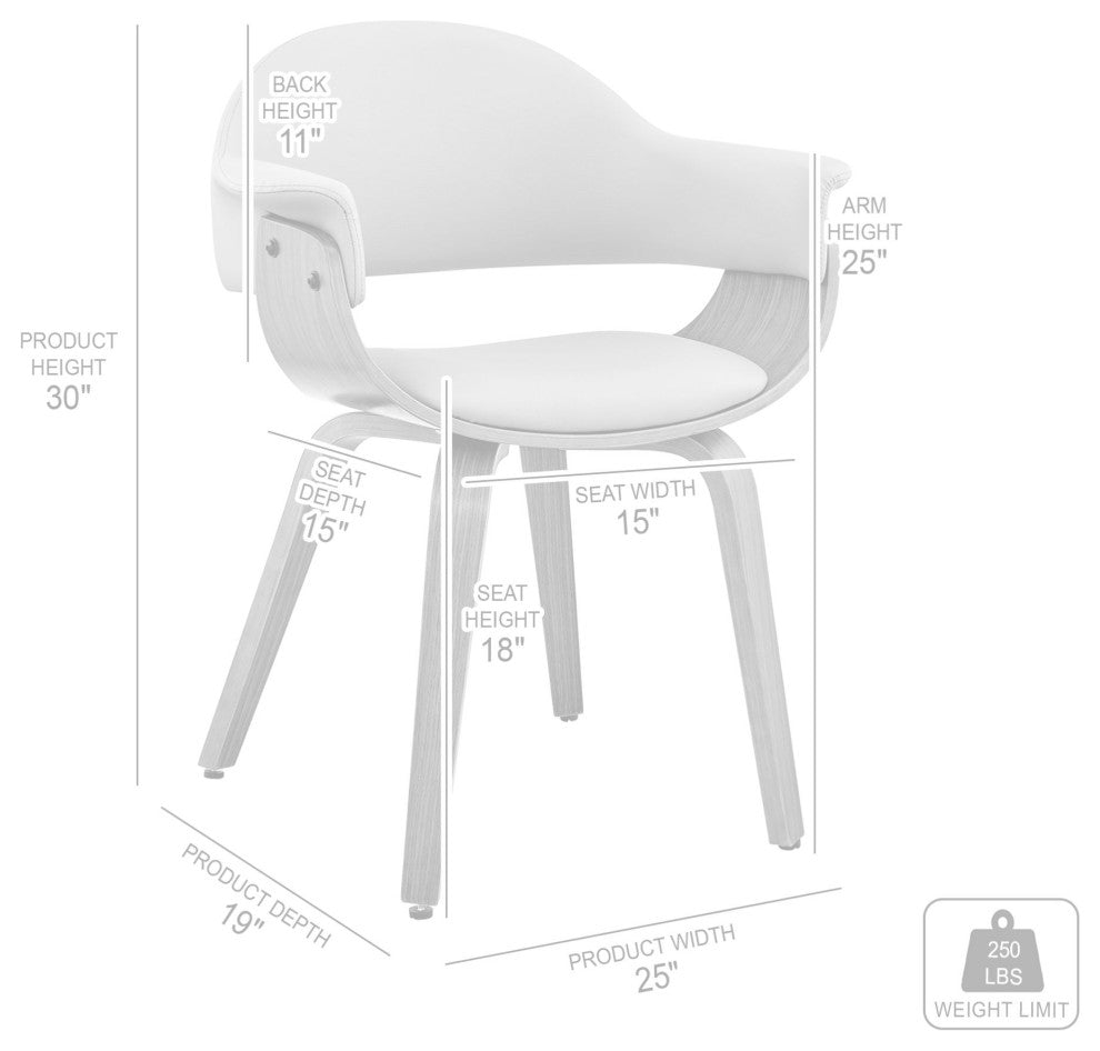 Adalyn Faux Leather and Wood Dining Room Accent Chair, Gray and Black