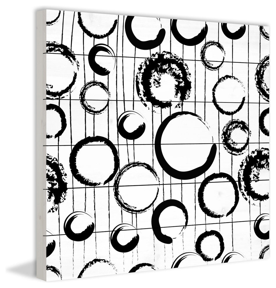 "Circle Variations" Painting Print on White Wood