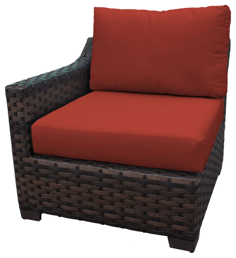 kathy ireland River Brook 7 Piece Wicker Patio Furniture Set, Cinnamon