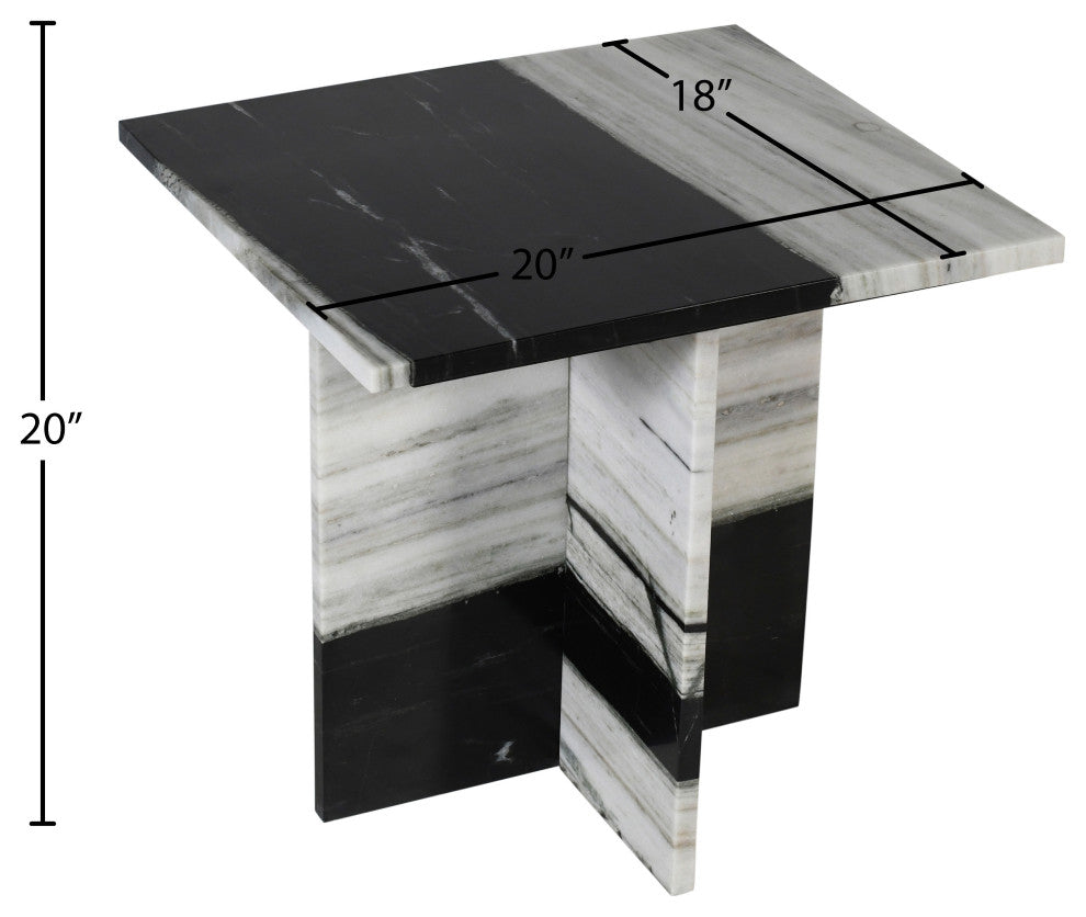 Verona Marble End Table, Panda