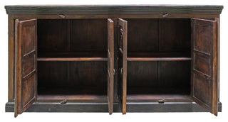 Arvada 4 Door Hand-Carved Solid Wood Buffet in Brown/Multi-Color