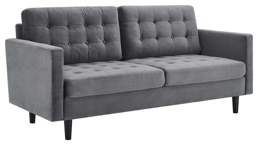 Exalt Tufted Performance Velvet Sofa, Gray