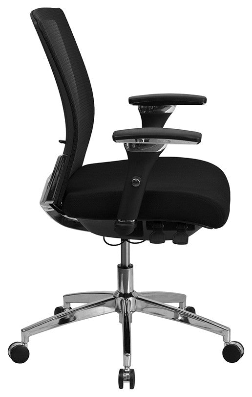 HERCULES Black Mesh Multi-Functional Executive Swivel Chair-Padded Slider Seat