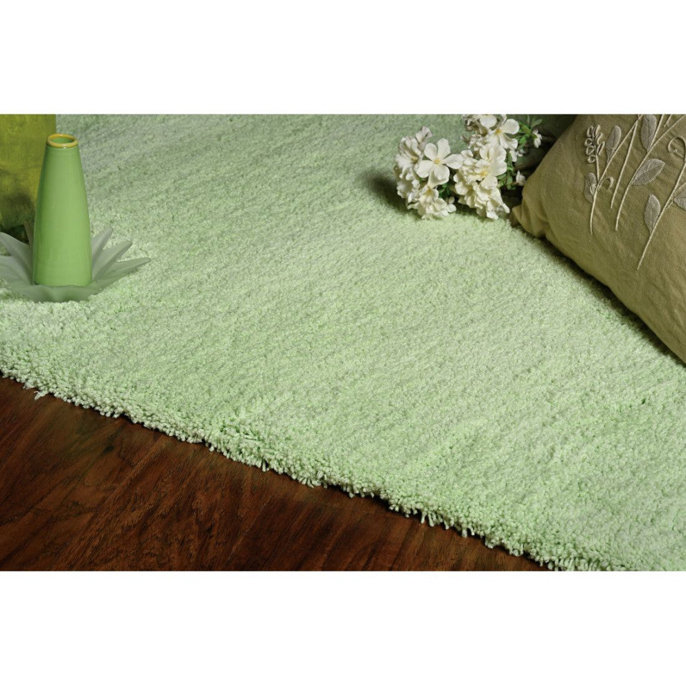 KAS Bliss 1578 Spearmint Green Shag Area Rug, 6' Round